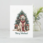 Cartes Pour Fêtes Annuelles Giant Golden Retriever Noël Woofmas Chien Père Noë (Debout devant)