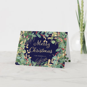 Cartes Pour Fêtes Annuelles Gilded Greenery   Joyeux Noël