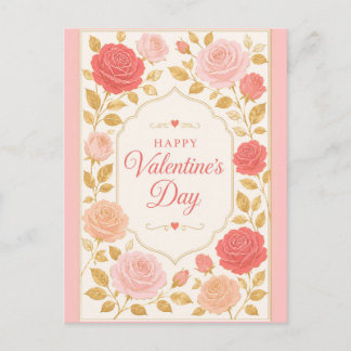 Cartes Pour Fêtes Annuelles Gilded Rose Romance de la Saint-Valentin