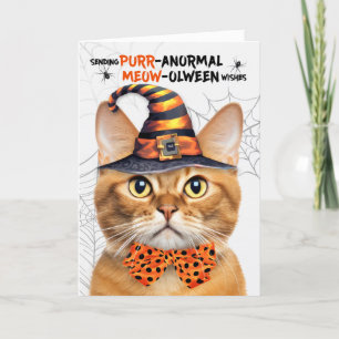 Cartes Pour Fêtes Annuelles Gingembre Tabby Halloween Chat PURRanormal MEOWolw