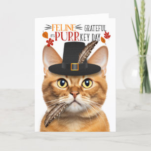 Cartes Pour Fêtes Annuelles Ginger Tabby Cat Grateful pour PURRkey Day