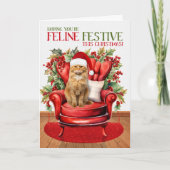 Cartes Pour Fêtes Annuelles Ginger Tabby Noël Chat FELINE Festive (Devant)