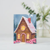 Cartes Pour Fêtes Annuelles Gingerbread House Pink Christmas (Debout devant)