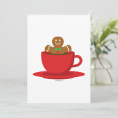 Cartes Pour Fêtes Annuelles Gingerbread Man Relaxing In Hot Chocolate Red Cup (Debout devant)