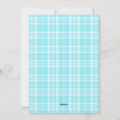 Cartes Pour Fêtes Annuelles Gingham Bleu Électrique Mon Premier Noël Bébé (Dos)