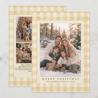 Cartes Pour Fêtes Annuelles Gingham Jaune Brun Noël Collage de 5 Photos
