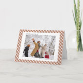 Cartes Pour Fêtes Annuelles Gingham Marron Moka Horizontal 2 Photo Noël (Devant)