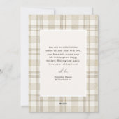 Cartes Pour Fêtes Annuelles Gingham Photo de Noël Beige Doux (Dos)