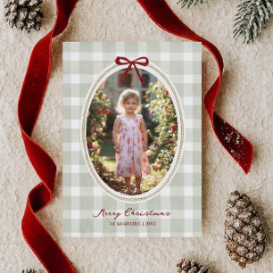Cartes Pour Fêtes Annuelles Gingham Vert Sauge Fantaisiste