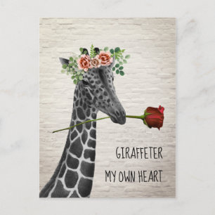 Cartes Pour Fêtes Annuelles Girafe à mon propre cœur Boho Girafe Saint-Valenti