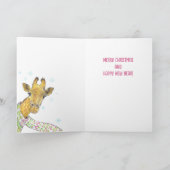 Cartes Pour Fêtes Annuelles Girafe avec écharpe de Noël Dessin d'animal mignon (Intérieur)