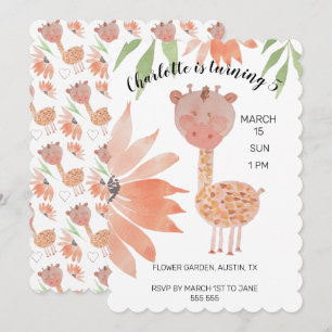 Cartes Pour Fêtes Annuelles Girafe Bébé Aquarelle Peinte à la Main