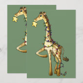 Cartes Pour Fêtes Annuelles Girafe brillante (Devant / Derrière)