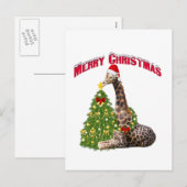 Cartes Pour Fêtes Annuelles Girafe de Noël (Devant / Derrière)