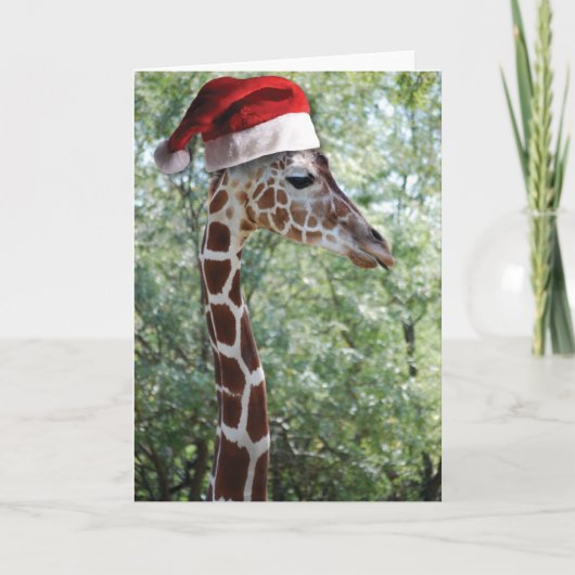 Cartes Pour Fêtes Annuelles Girafe de Noël (Devant)