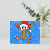 Cartes Pour Fêtes Annuelles Girafe de Noël - bleu (Debout devant)