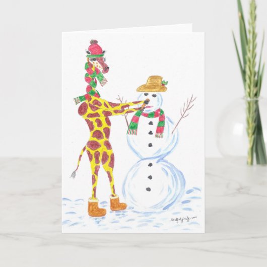 Cartes Pour Fêtes Annuelles Girafe de Noël et Snowman (Devant)