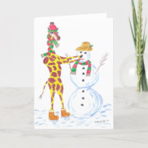 Girafe de Noël et Snowman