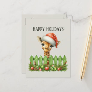 Cartes Pour Fêtes Annuelles girafe de Noël festive ajouter le message