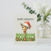 Cartes Pour Fêtes Annuelles girafe de Noël festive ajouter le message (Debout devant)