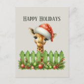 Cartes Pour Fêtes Annuelles girafe de Noël festive ajouter le message (Devant)