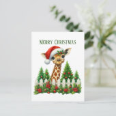 Cartes Pour Fêtes Annuelles girafe de Noël festive ajouter le message (Debout devant)