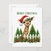 Cartes Pour Fêtes Annuelles girafe de Noël festive ajouter le message (Devant / Derrière)