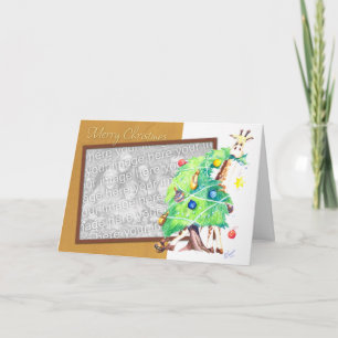 Cartes Pour Fêtes Annuelles Girafe mangeant l'arbre de Noël