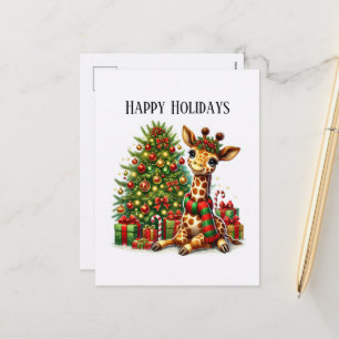Cartes Pour Fêtes Annuelles Girafe Noël Joyeuses Fêtes de fin d'année
