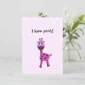 Cartes Pour Fêtes Annuelles girafe rose (Debout devant)