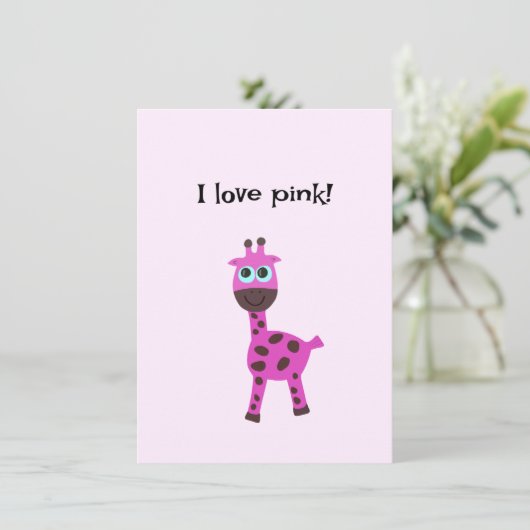 Cartes Pour Fêtes Annuelles girafe rose (Debout devant)