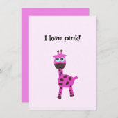 Cartes Pour Fêtes Annuelles girafe rose (Devant / Derrière)