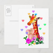 Cartes Pour Fêtes Annuelles Giraffe de la Saint-Valentin (Devant / Derrière)