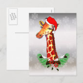 Cartes Pour Fêtes Annuelles Giraffe de Noël (Devant / Derrière)