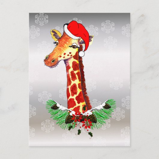 Cartes Pour Fêtes Annuelles Giraffe de Noël (Devant)
