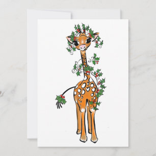 Cartes Pour Fêtes Annuelles Giraffe de vacances - guirlande de vacances