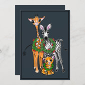 Cartes Pour Fêtes Annuelles Giraffe Festive Noël, Zèbre, Tigre (Devant / Derrière)