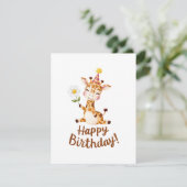Cartes Pour Fêtes Annuelles Giraffe Joueuse Anniversaire Design (Debout devant)