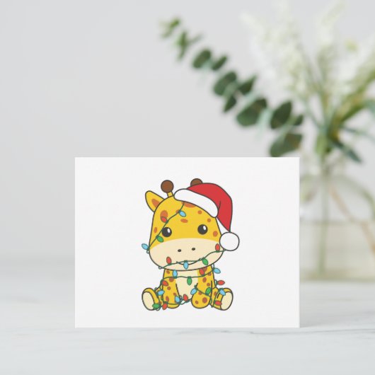 Cartes Pour Fêtes Annuelles Giraffe Noël Animaux d'hiver Giraffes (Debout devant)