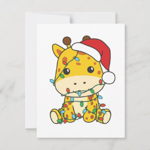 Cartes Pour Fêtes Annuelles Giraffe Noël Animaux d'hiver Giraffes