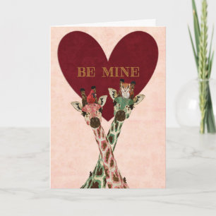 Cartes Pour Fêtes Annuelles GIRAFFES & FEATHERS BE MINE Card