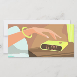 Cartes Pour Fêtes Annuelles Girls hand pushing on alarm clock snooze button
