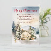 Cartes Pour Fêtes Annuelles Gîte de vacances d'hiver Joyeux Noël (Debout devant)