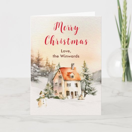 Cartes Pour Fêtes Annuelles Gîte de vacances d'hiver Joyeux Noël (Devant)