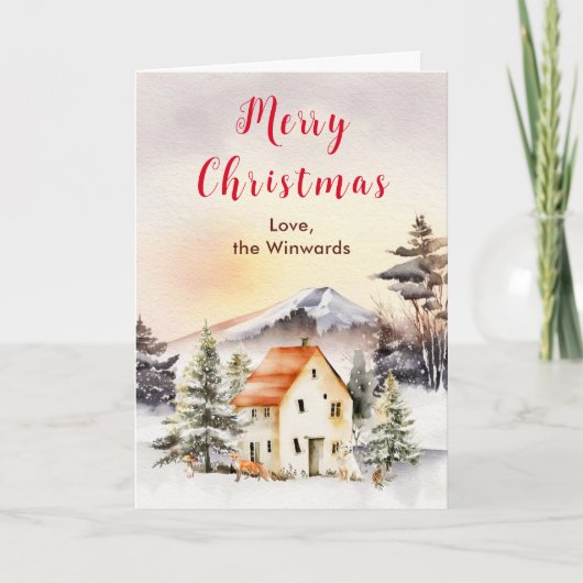 Cartes Pour Fêtes Annuelles Gîte de vacances d'hiver Joyeux Noël (Devant)