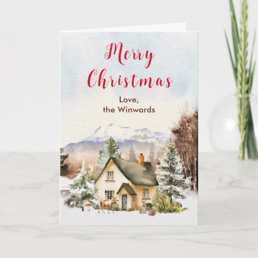 Cartes Pour Fêtes Annuelles Gîte de vacances d'hiver Joyeux Noël (Devant)