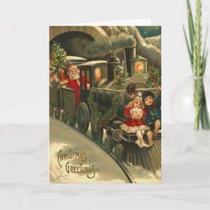 Cartes Pour Fêtes Annuelles Gîtes de Noël du train vintage Père Noël