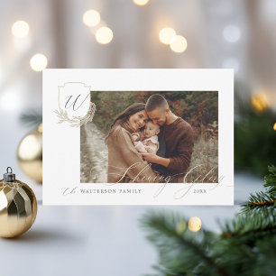 Cartes Pour Fêtes Annuelles Glace brillante hiver Garland Monogramme Crest Pho