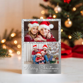 Cartes Pour Fêtes Annuelles Glam Argent Festif 2 Photomontage