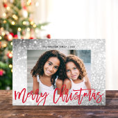 Cartes Pour Fêtes Annuelles Glam Parties scintillant Argent Rouge Script de No